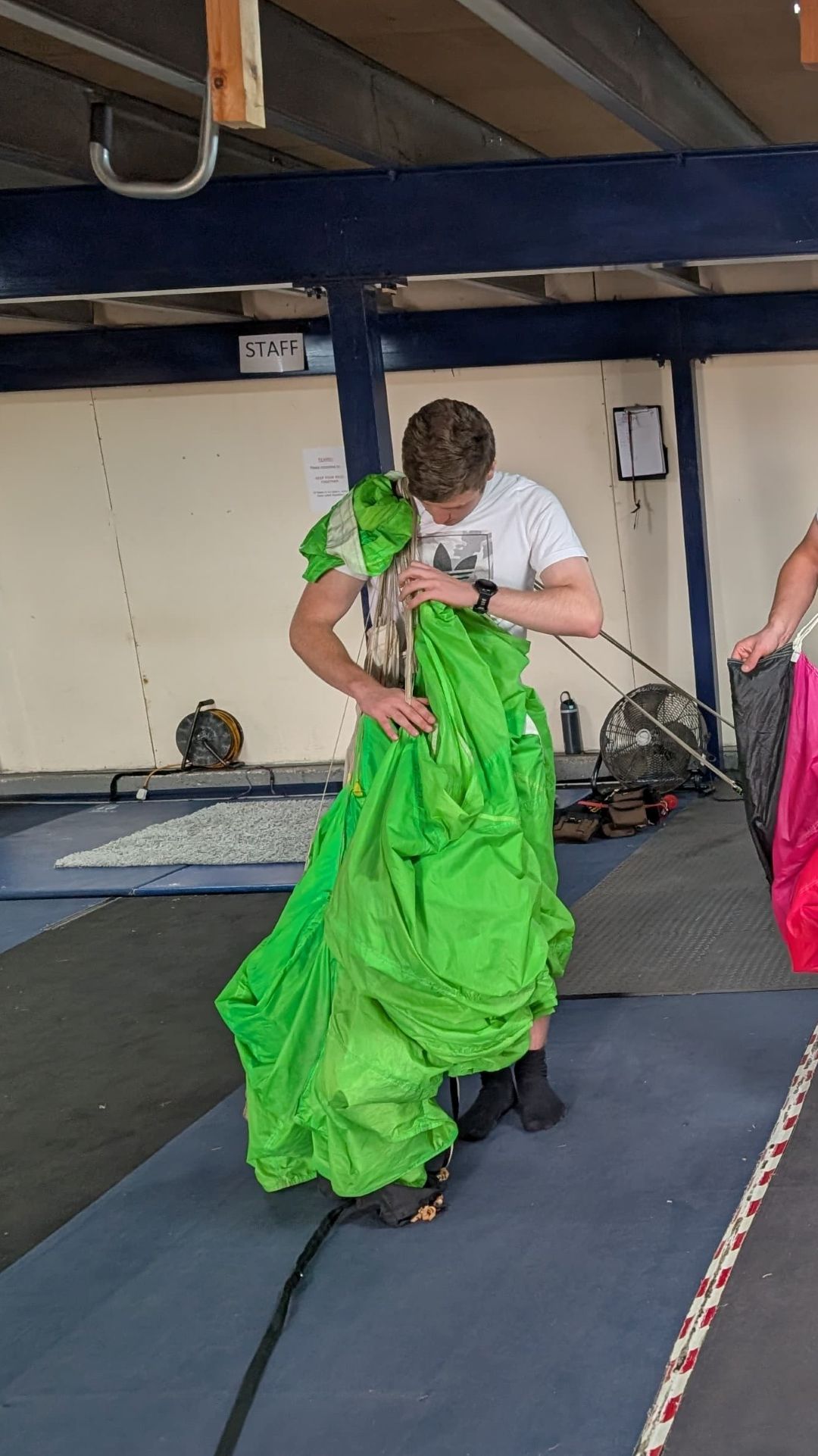 Me packing a parachute